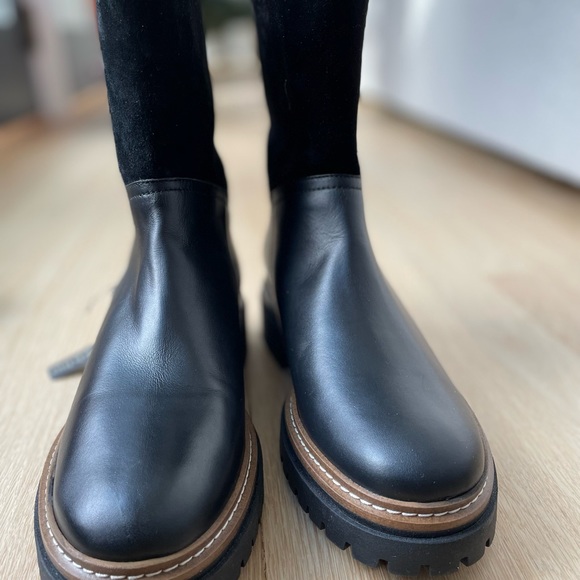 Fabianelli Black Leather Mid Lug Booties - Picture 2 of 8